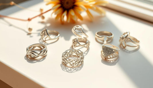 Handcrafted silver rings showcasing summer ring trends 2025 on a bright sunny windowsill