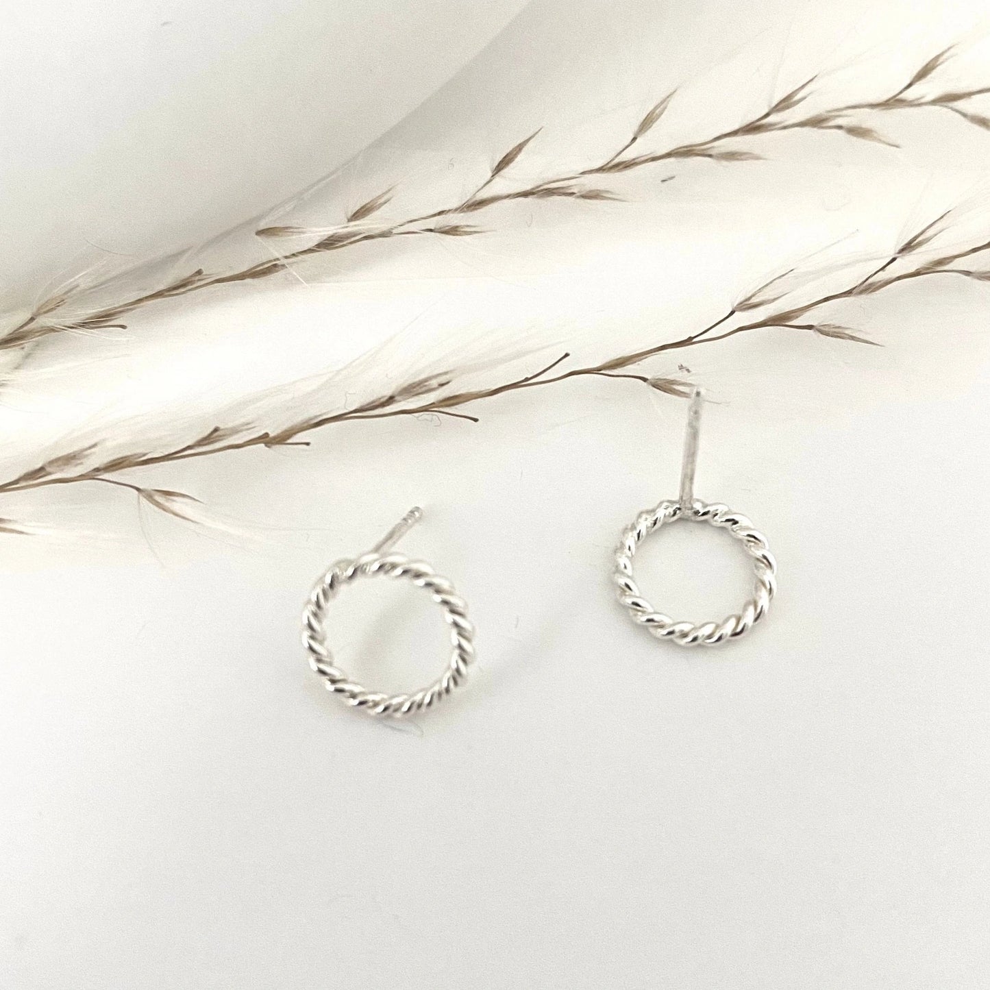 Luisana Jewelry Carly Studs Elegant Twisted Silver Hoop Earrings for Everyday Wear