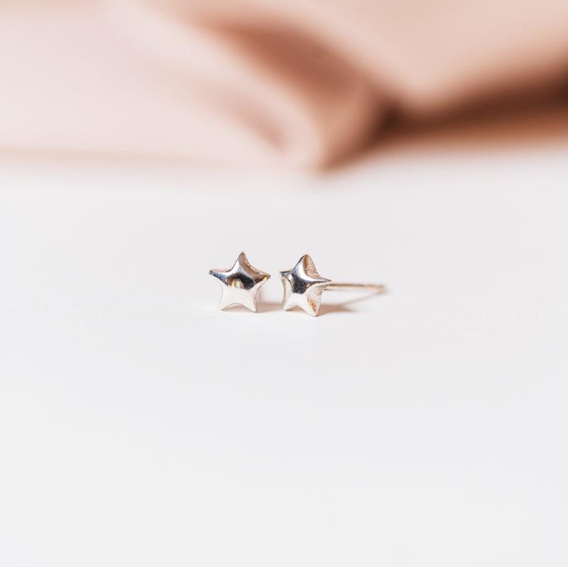 Luisana Jewelry Silver Star Studs Earrings with Polished Finish for Everyday Wear