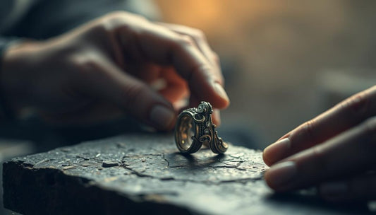 Close-up of a vintage ring being delicately handled, highlighting vintage ring repair Montreal services