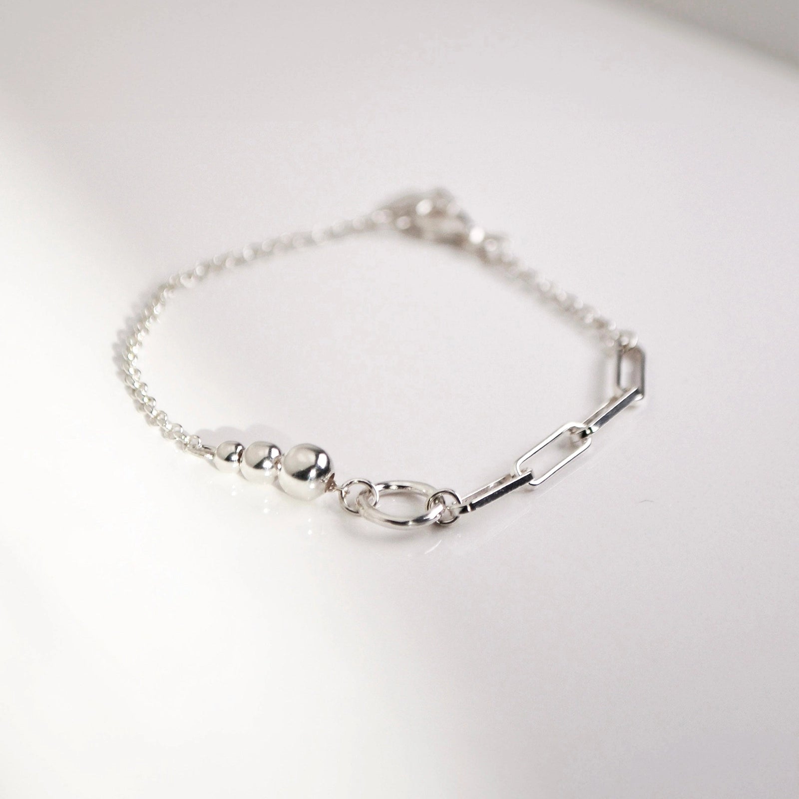 Luisana Jewelry Angela Bracelet featuring silver chain with beads and a secure clasp