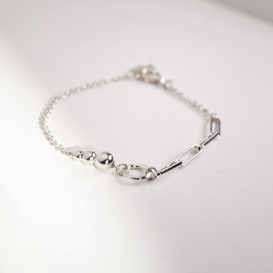 Luisana Jewelry Angela Bracelet featuring silver chain with beads and a secure clasp