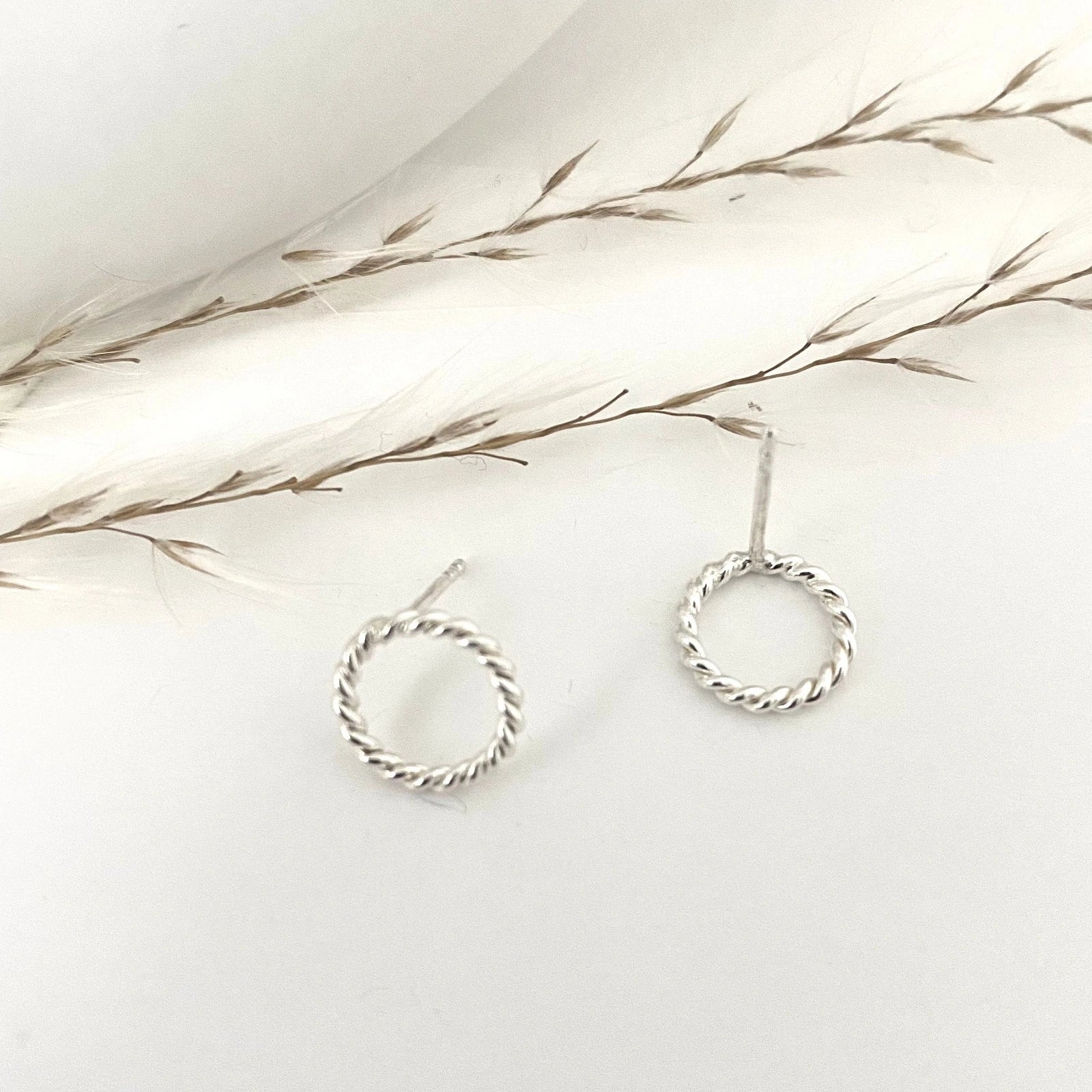 Luisana Jewelry Carly Studs Elegant Twisted Silver Hoop Earrings for Everyday Wear