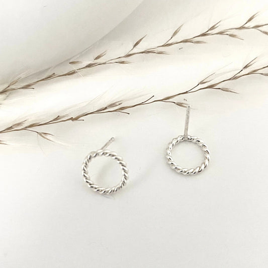 Luisana Jewelry Carly Studs Elegant Twisted Silver Hoop Earrings for Everyday Wear