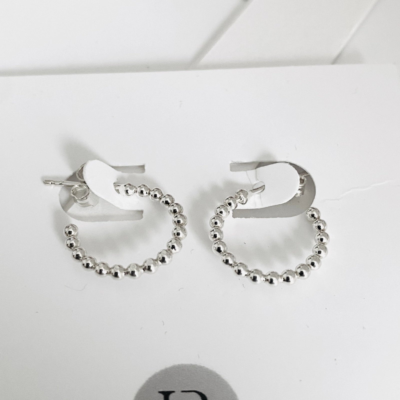 Silver Luisana Jewelry Donna Hoops Earrings with Beaded Design for Elegant Style