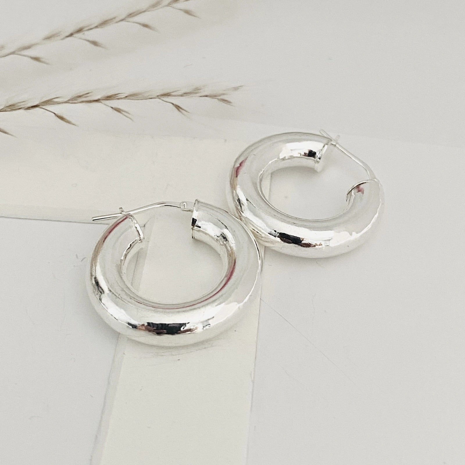 Luisana Jewelry Ellen Hoops in polished silver with a modern hoop design for daily wear