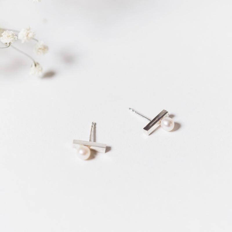 Luisana Jewelry Grace Studs featuring a sleek design with a pearl accent for elegant wear