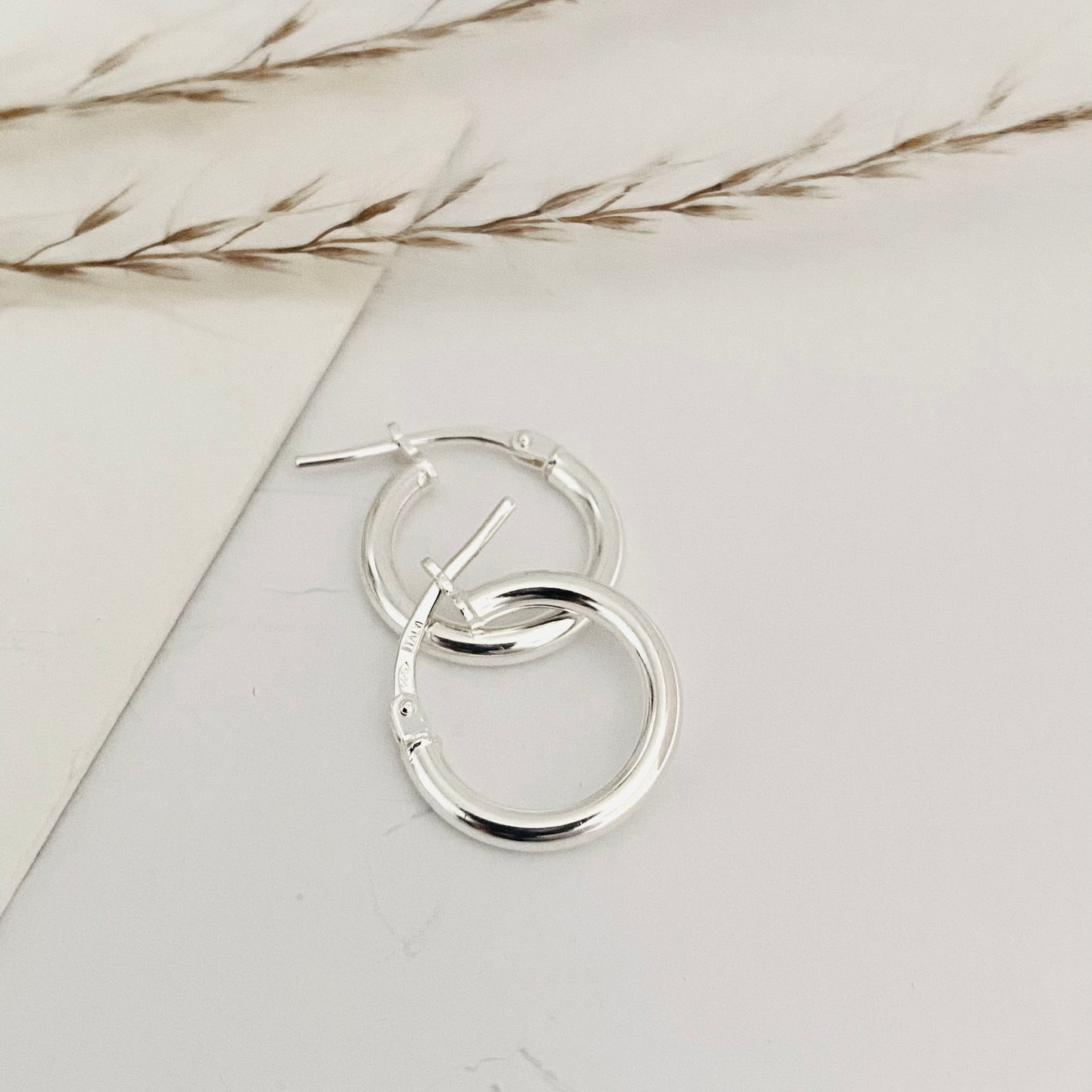 Luisana Jewelry Lola Hoops in polished silver, perfect for everyday elegance and style.