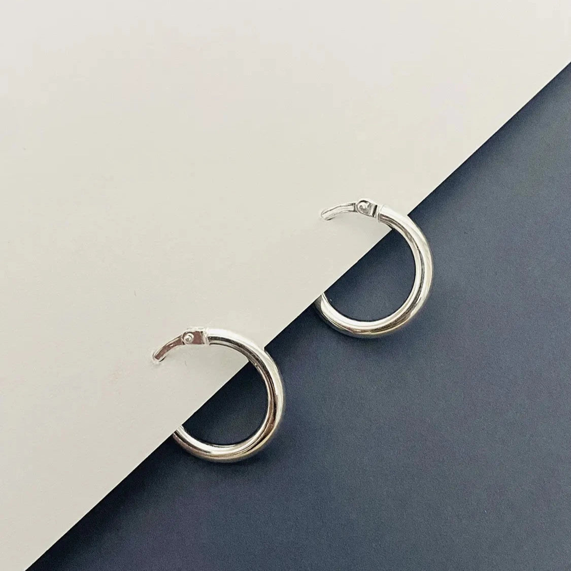 Luisana Jewelry Lola Hoops Earrings in Silver with a Sleek and Simple Design