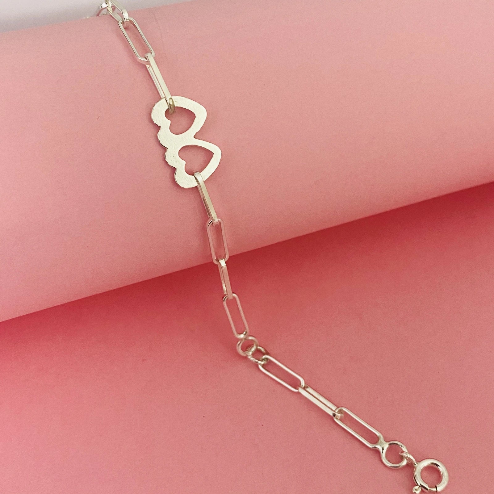 Silver Loving Bracelet by Luisana Jewelry featuring a unique heart design and link chain