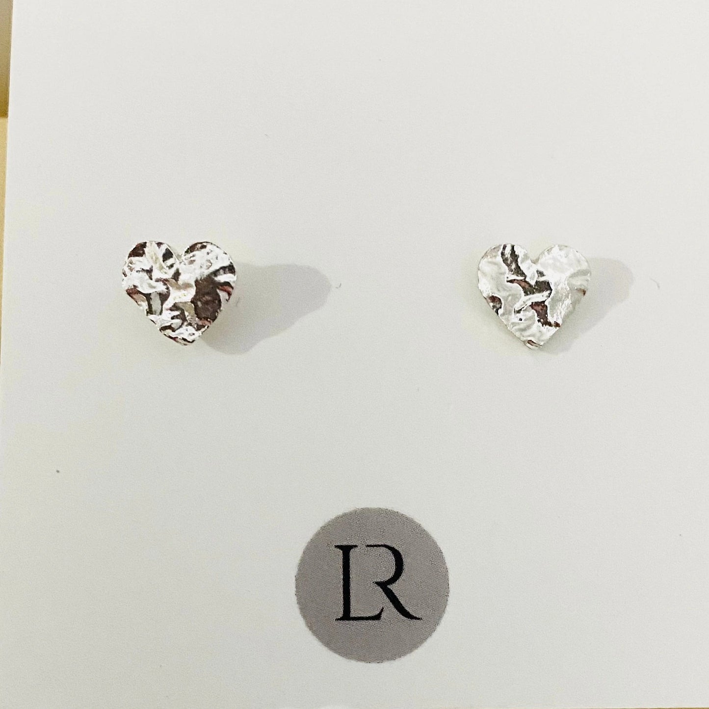 Luisana Jewelry Luly Studs in Heart Shape with a Textured Silver Finish