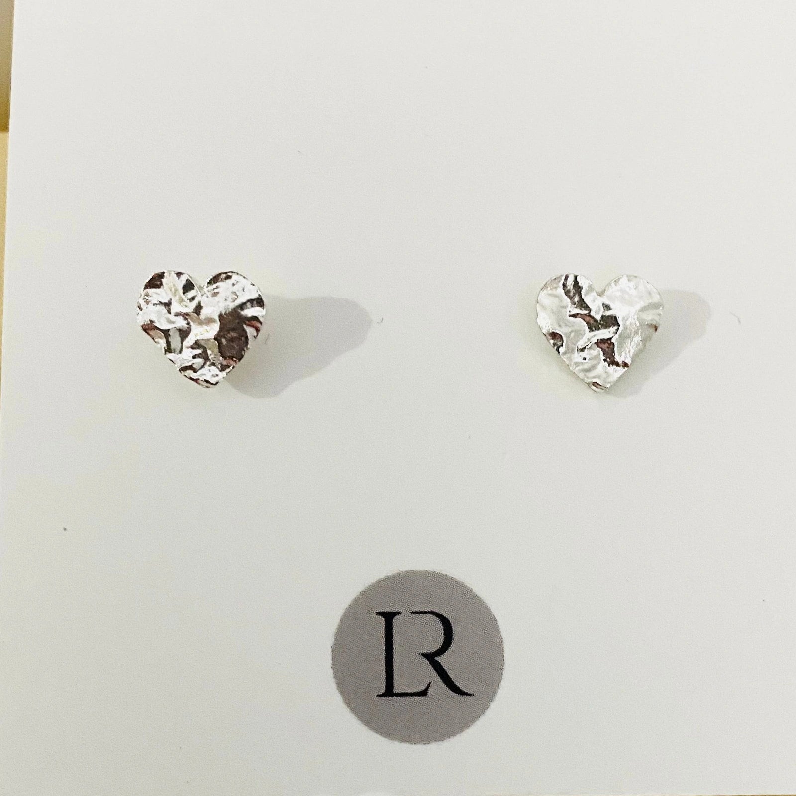 Luisana Jewelry Luly Studs in Heart Shape with a Textured Silver Finish