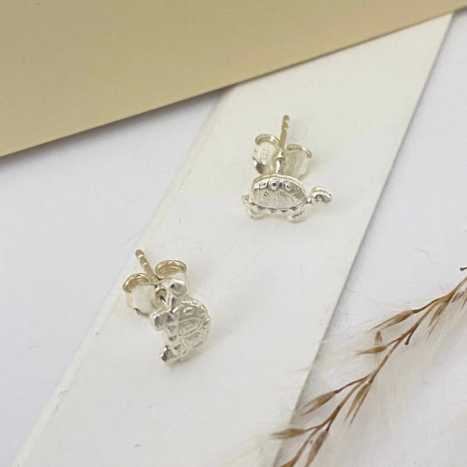 Luisana Jewelry Mini Turtle Studs in silver featuring a cute turtle design for a playful look