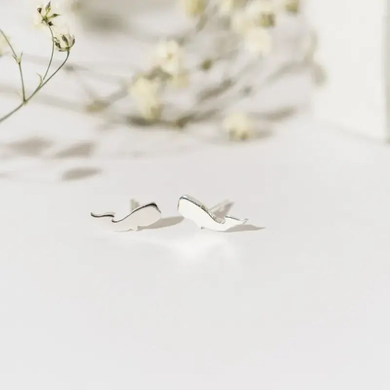 Luisana Jewelry Mini Whale Studs Earrings in Silver for Ocean Lovers