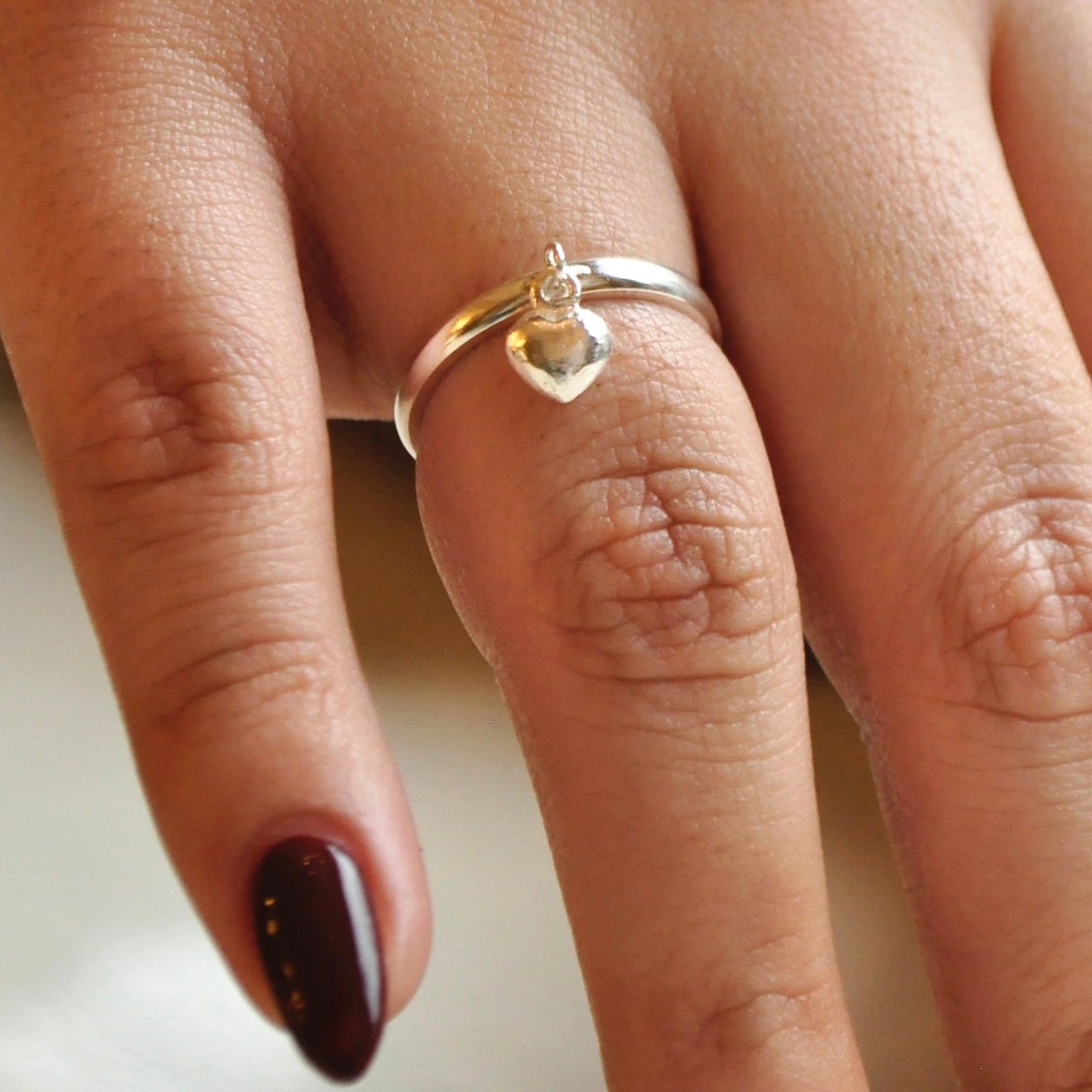 Luisana Jewelry True Love Ring in Silver with a Heart Charm for Romantic Gifts