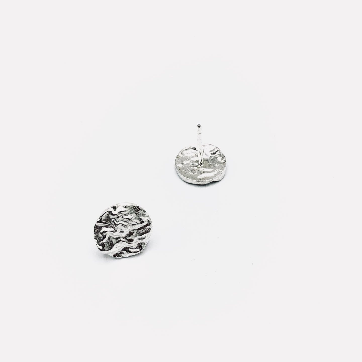 Luisana Jewelry Moony Studs in Silver with a Unique Textured Design for Everyday Wear