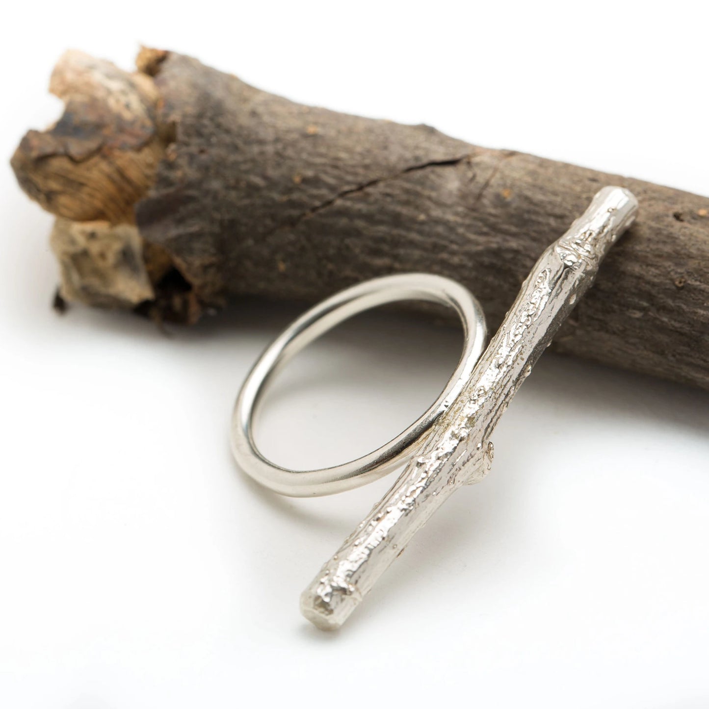 Unique Nature Ring by Luisana Jewelry, featuring a silver twig design for a natural-inspired look