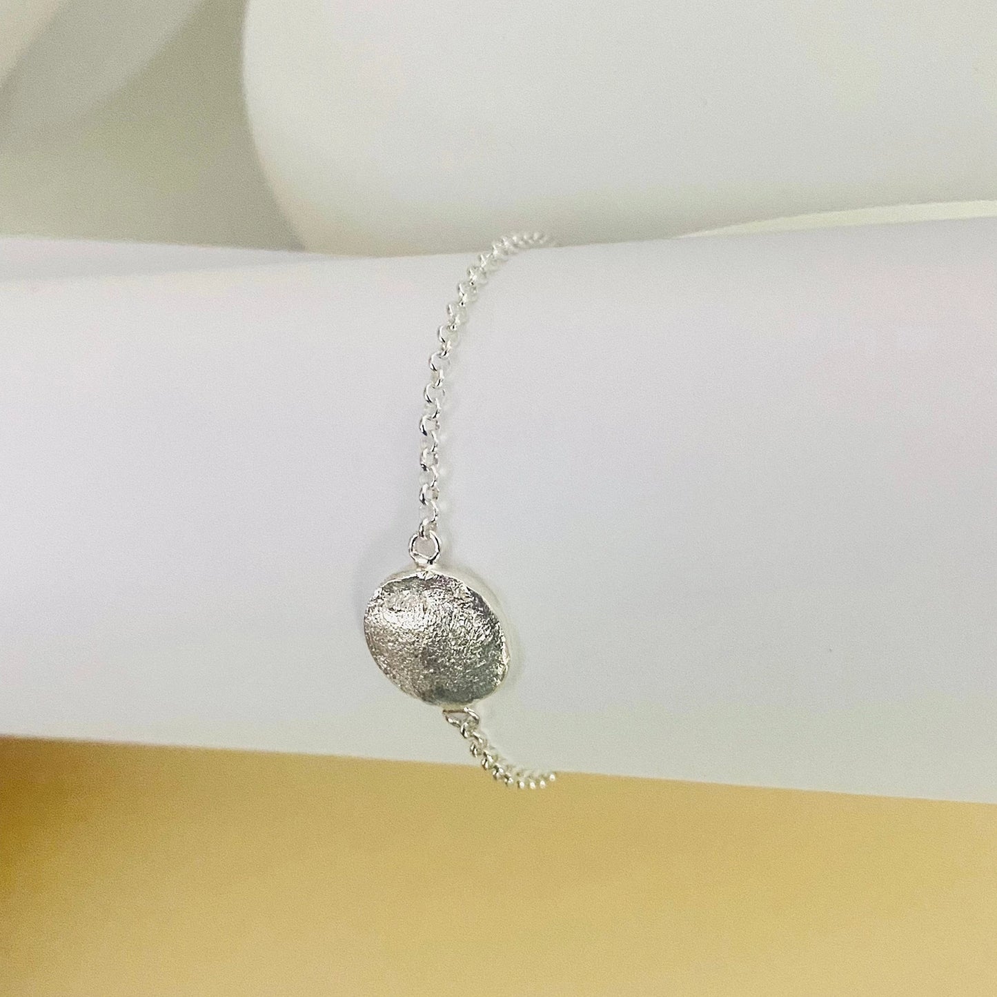 Luisana Jewelry Organic Love Bracelet in Silver with Textured Round Charm for Elegant Accessory