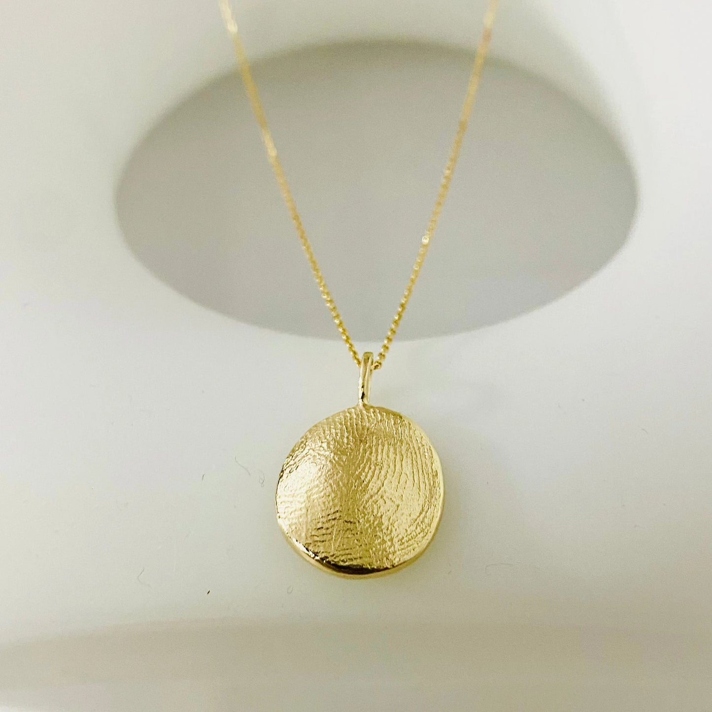 Luisana Jewelry Organic Love Charm Necklace in Gold with Textured Pendant Design