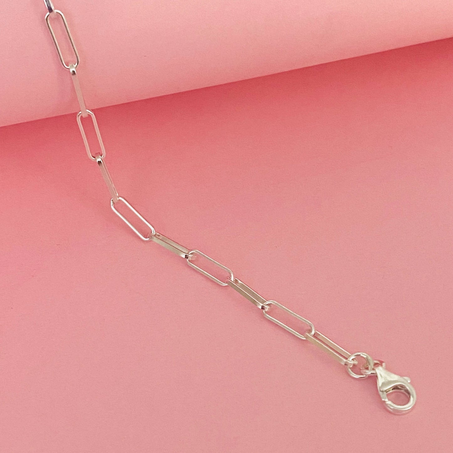 Luisana Jewelry silver paper clip bracelet with sleek links and lobster clasp closure