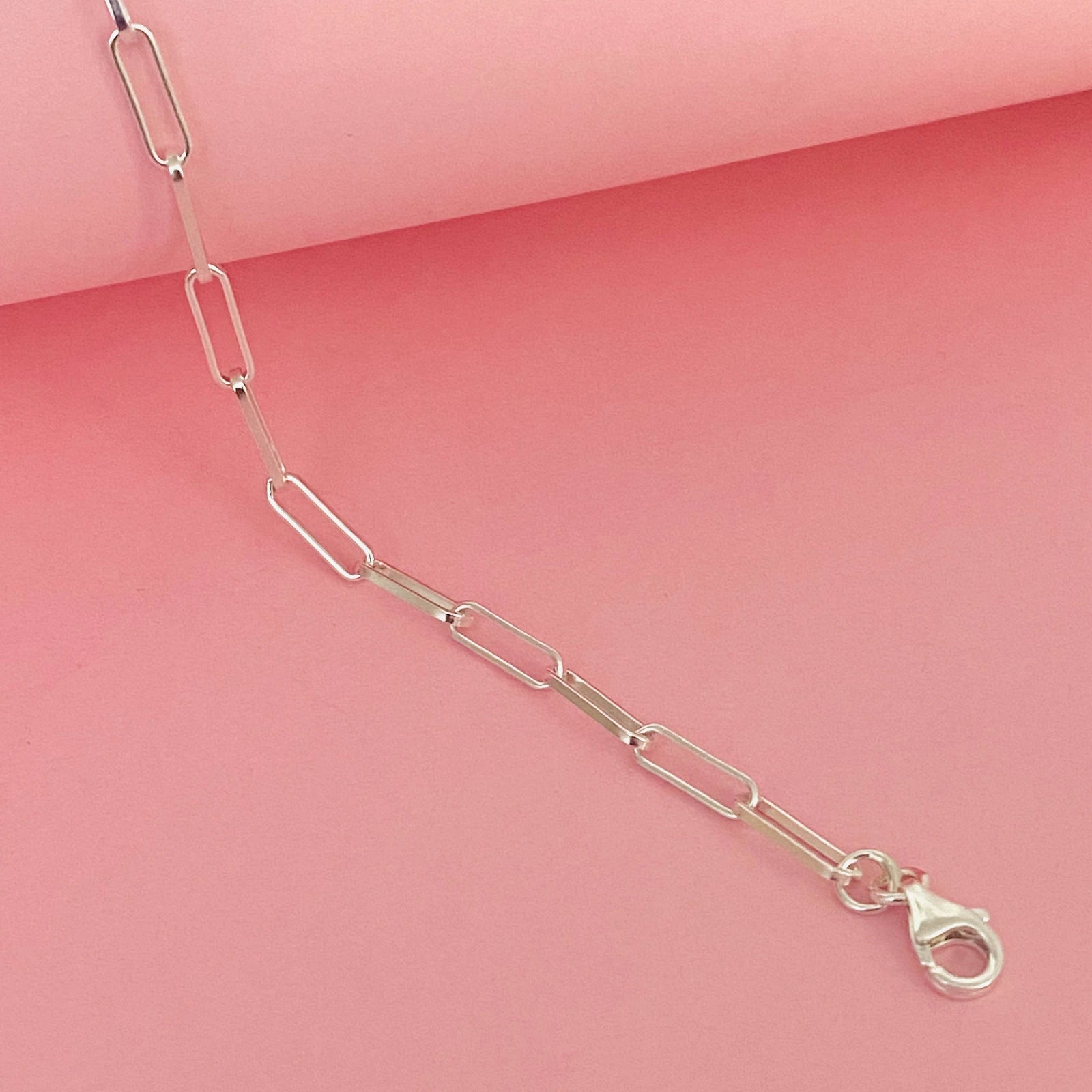 Luisana Jewelry silver paper clip bracelet with sleek links and lobster clasp closure