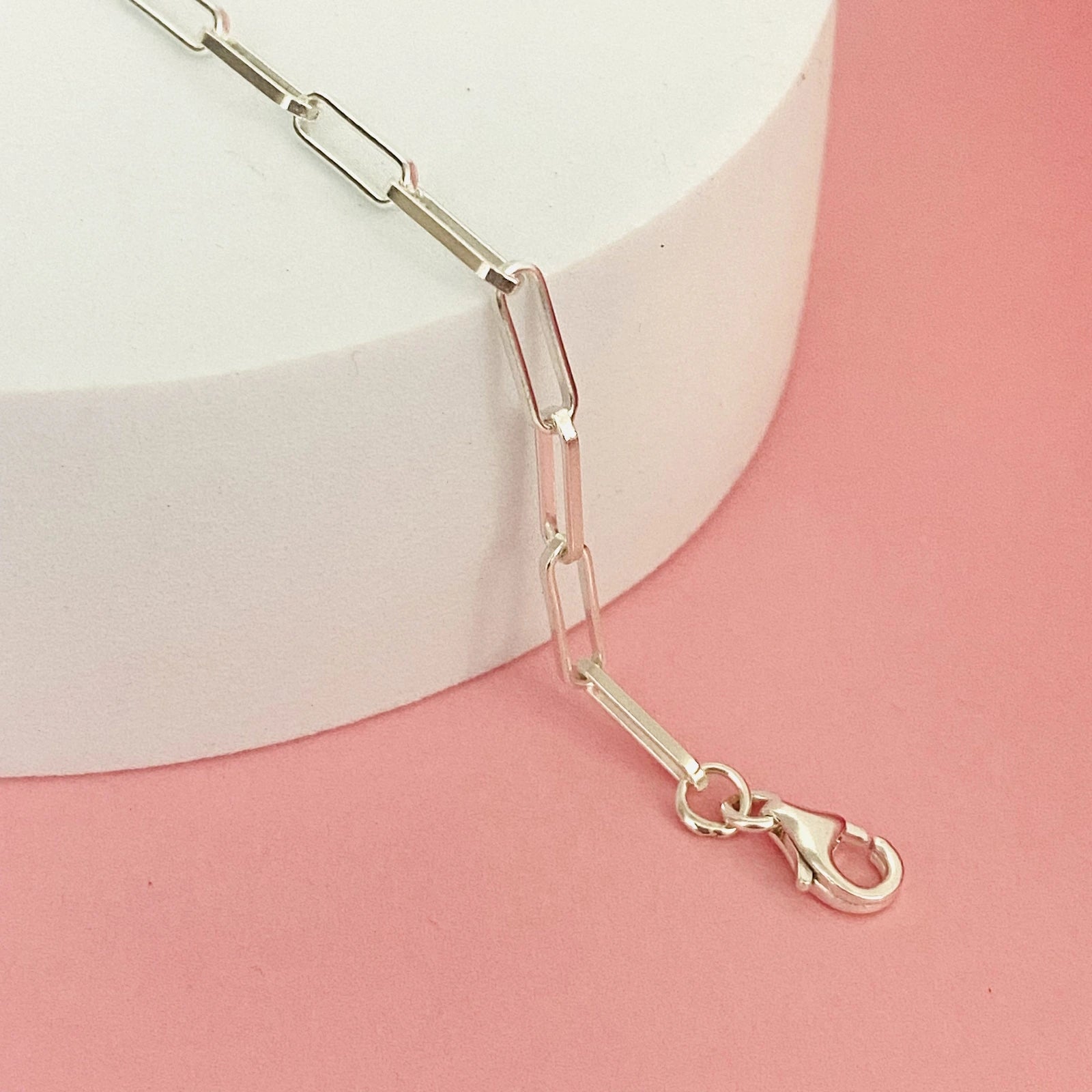 Luisana Jewelry paper clip bracelet in silver featuring a stylish design with a secure clasp
