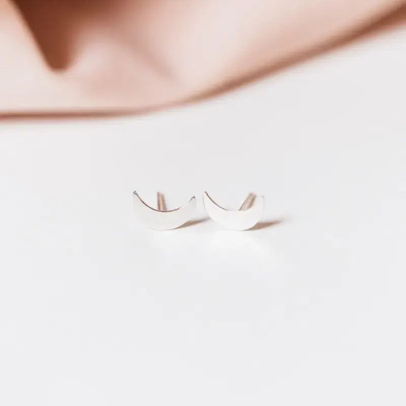 Luisana Jewelry mini moon studs in polished silver for elegant everyday wear