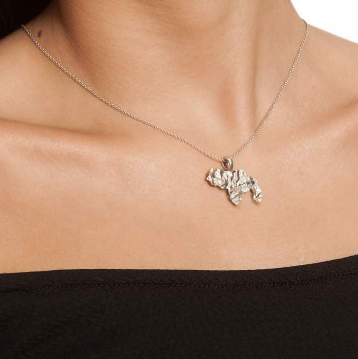 Luisana Jewelry Venezuela Necklace Roots in Silver with a Unique Map Design